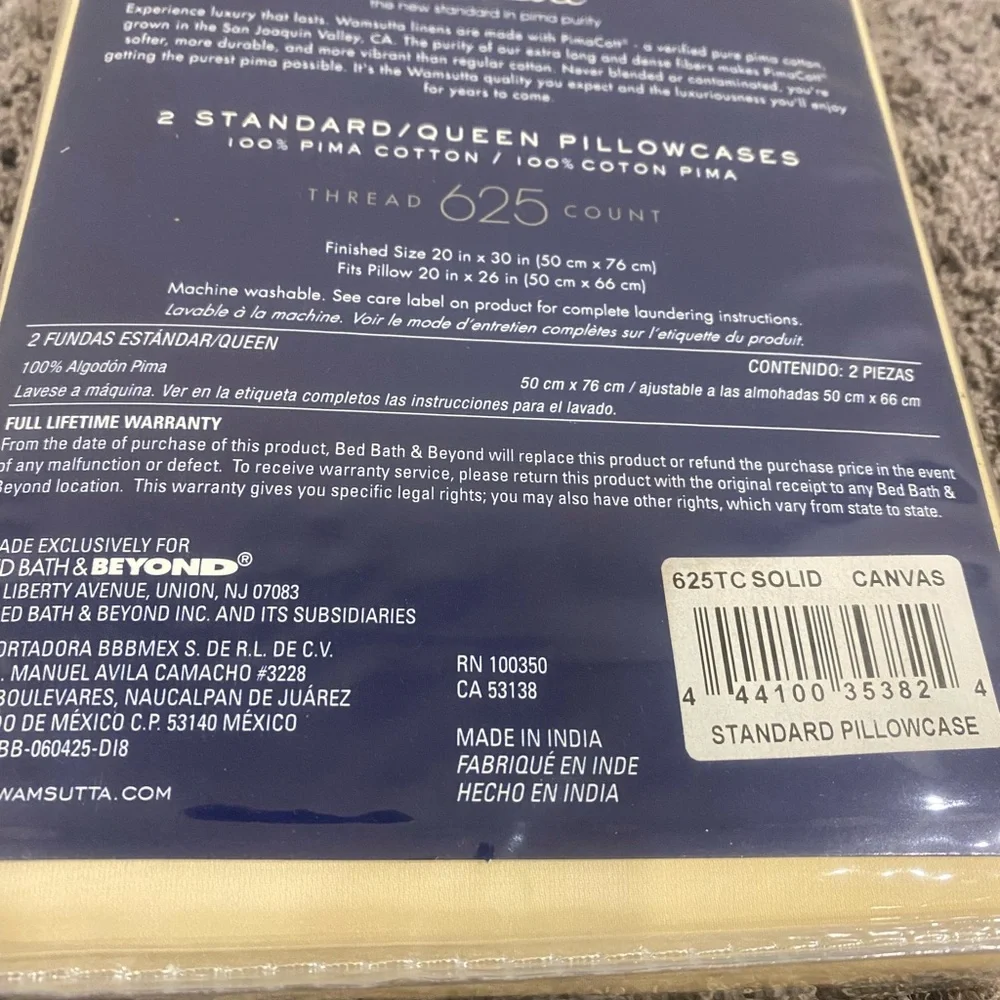 Wamsutta PimaCott 625-Count Standard/Queen Pillowcases in Canvas